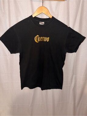 Vintage Jose Cuervo Graphic T-Shirt Black Gold Gothic Font Medium